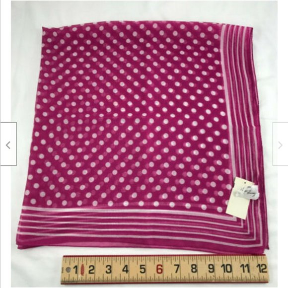 Sheer Hot Pink Polka Dot Square Scarf Vintage Emanuel Geraldo 31" Bandana Italy - Picture 5 of 5